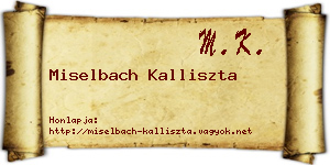 Miselbach Kalliszta névjegykártya